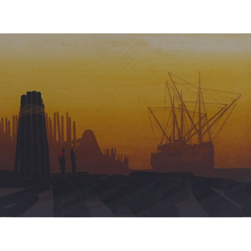 Elton Bennett (1910-1974, WA) 'The Steam Schooner' Plate Signed Serigraph Loose- 19x25''