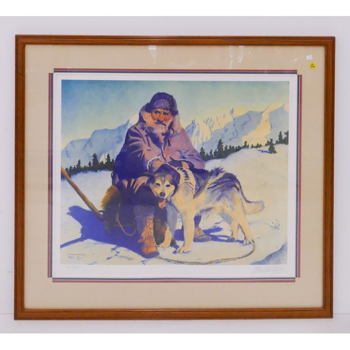 Fred Machetanz (Alaska) 'Many Miles Together' S/N Print in Gallery Frame- 31x33''