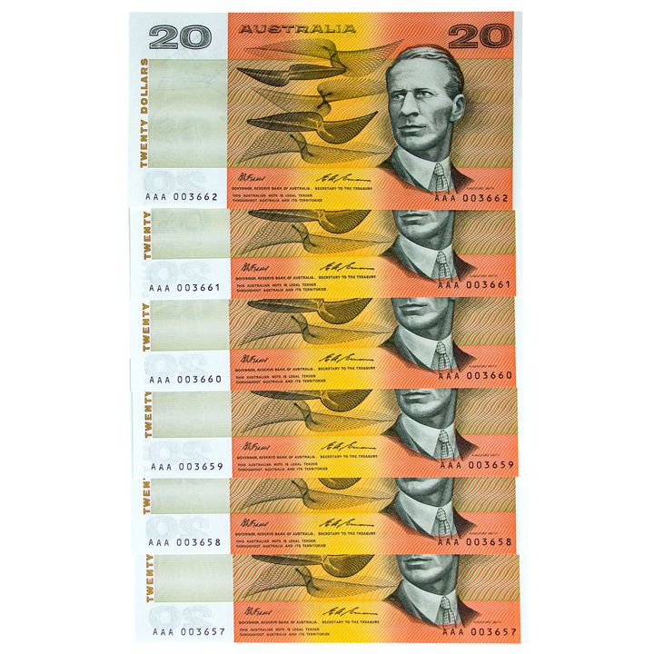 Consecutive Run, Fraser/Cole, Twenty Dollars, 1991, UNC
