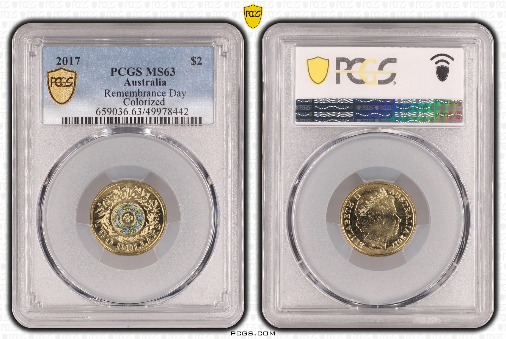 Remembrance Day Colorized, Two Dollar, 2017, PCGS MS63
