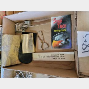 Set of engraving pens, pocket calculator and other items