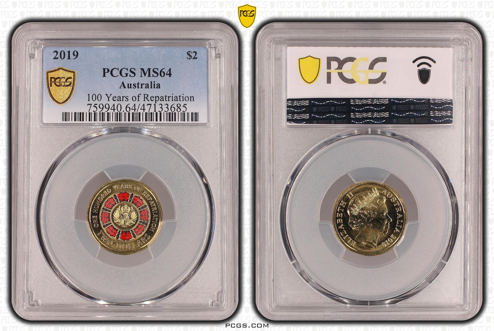 100 Years of Repatriation - Colorized , Two Dollar, 2019, PCGS MS64