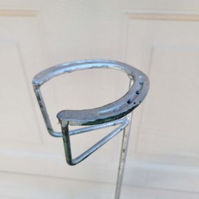 Old Handcrafted Horseshoe Stakable Outdoor Drink Holder