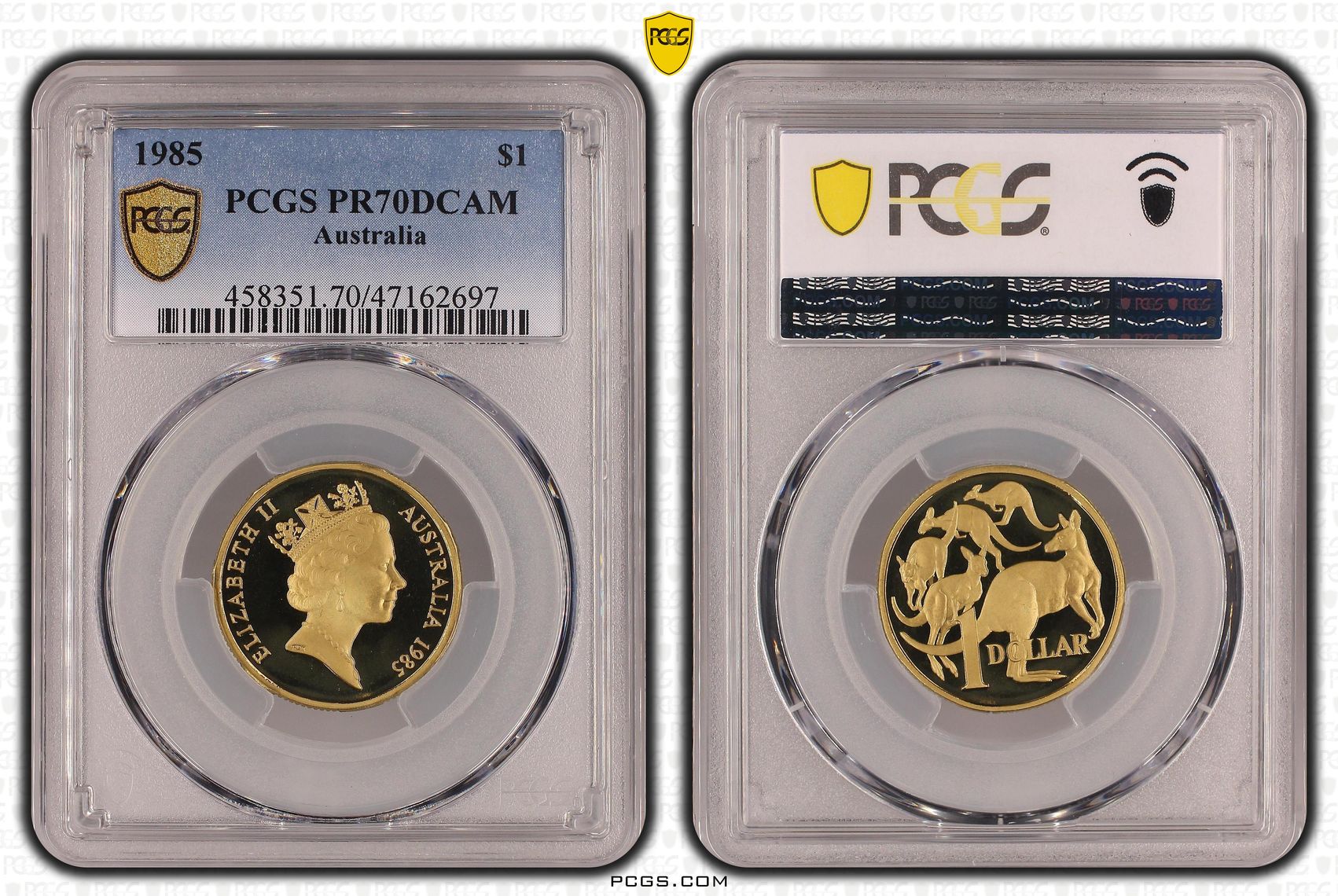 Elizabeth II, Pop 8/0, One Dollar, 1985, PCGS PR70DCAM