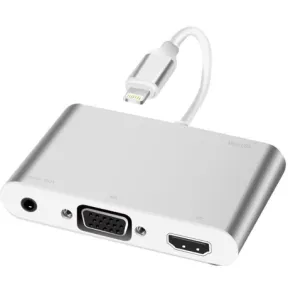 Lightning Cable to Audio HDMI to VGA Adapter Full HD Silver Converter Silver 5.0 cm | NOT TESTED