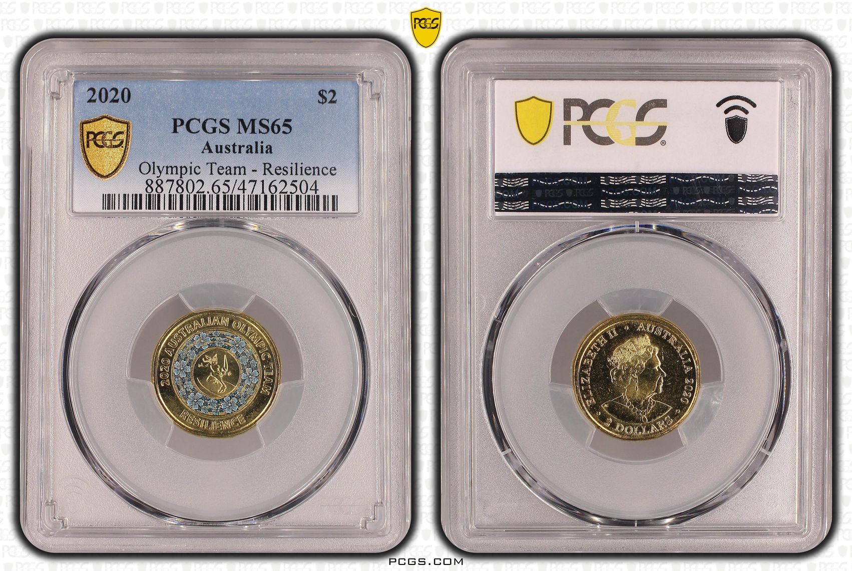 Elizabeth II, Olympic Team - Resilience, Two Dollar, 2020, PCGS MS65