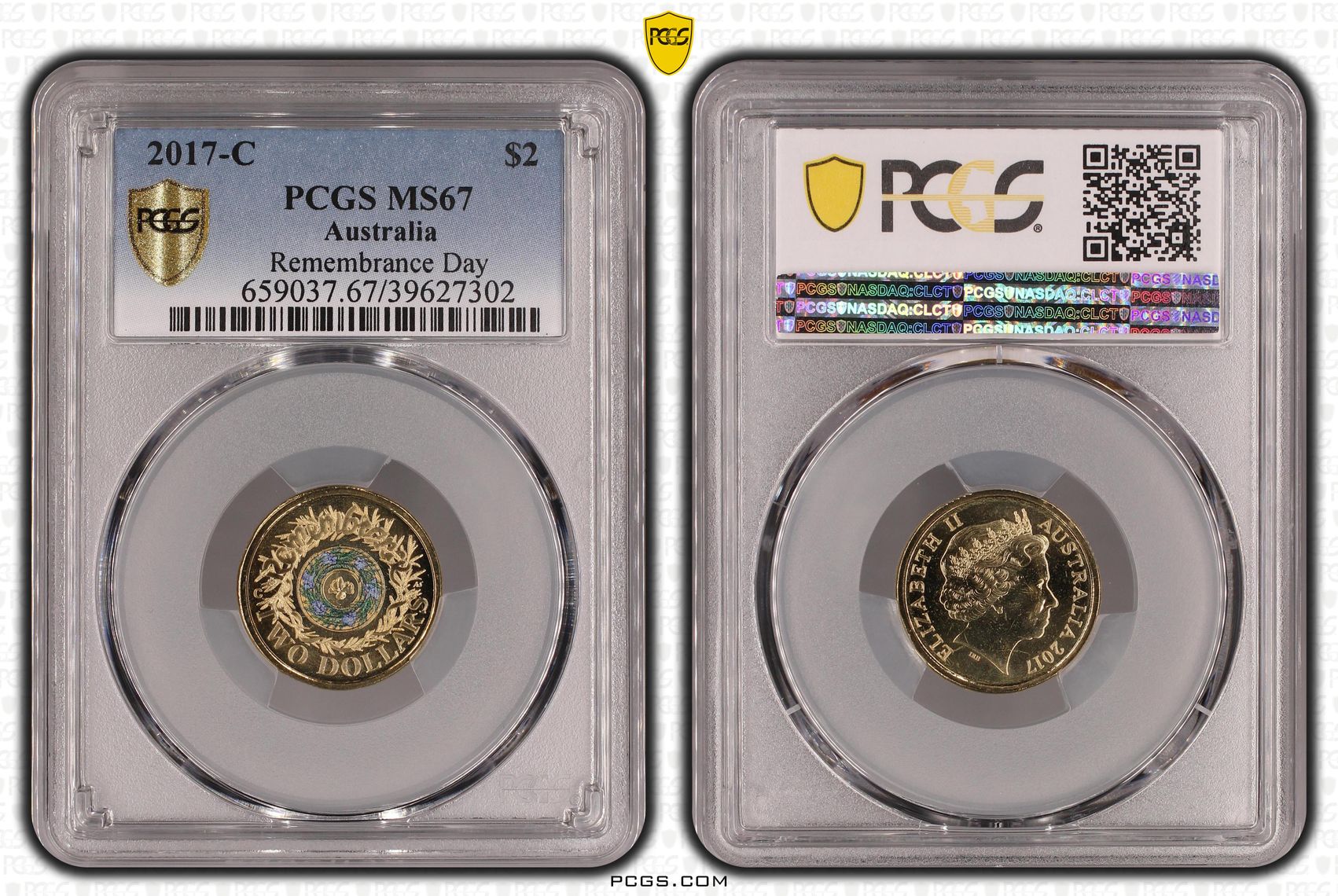 2017-C Australia Two Dollar, $2 Remembrance Day PCGS - MS67 -302