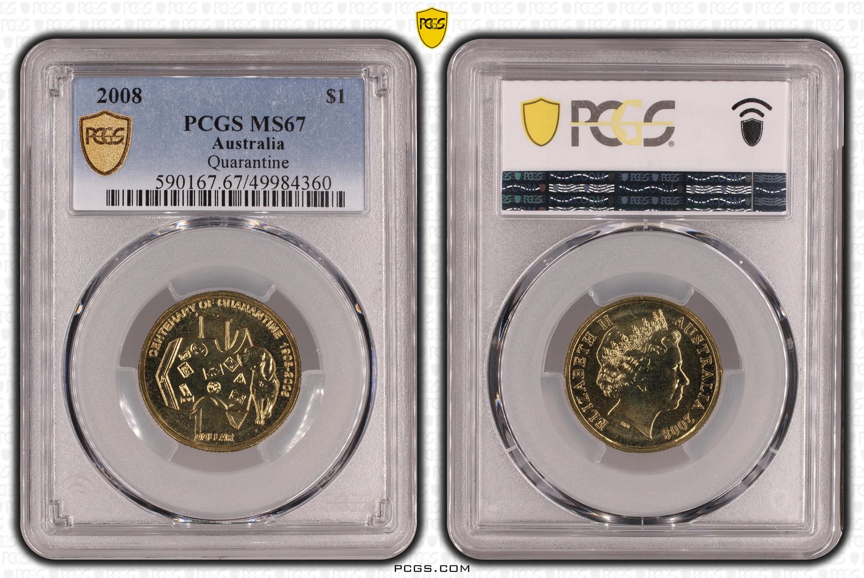 Quarantine, One Dollar, 2008, PCGS MS67