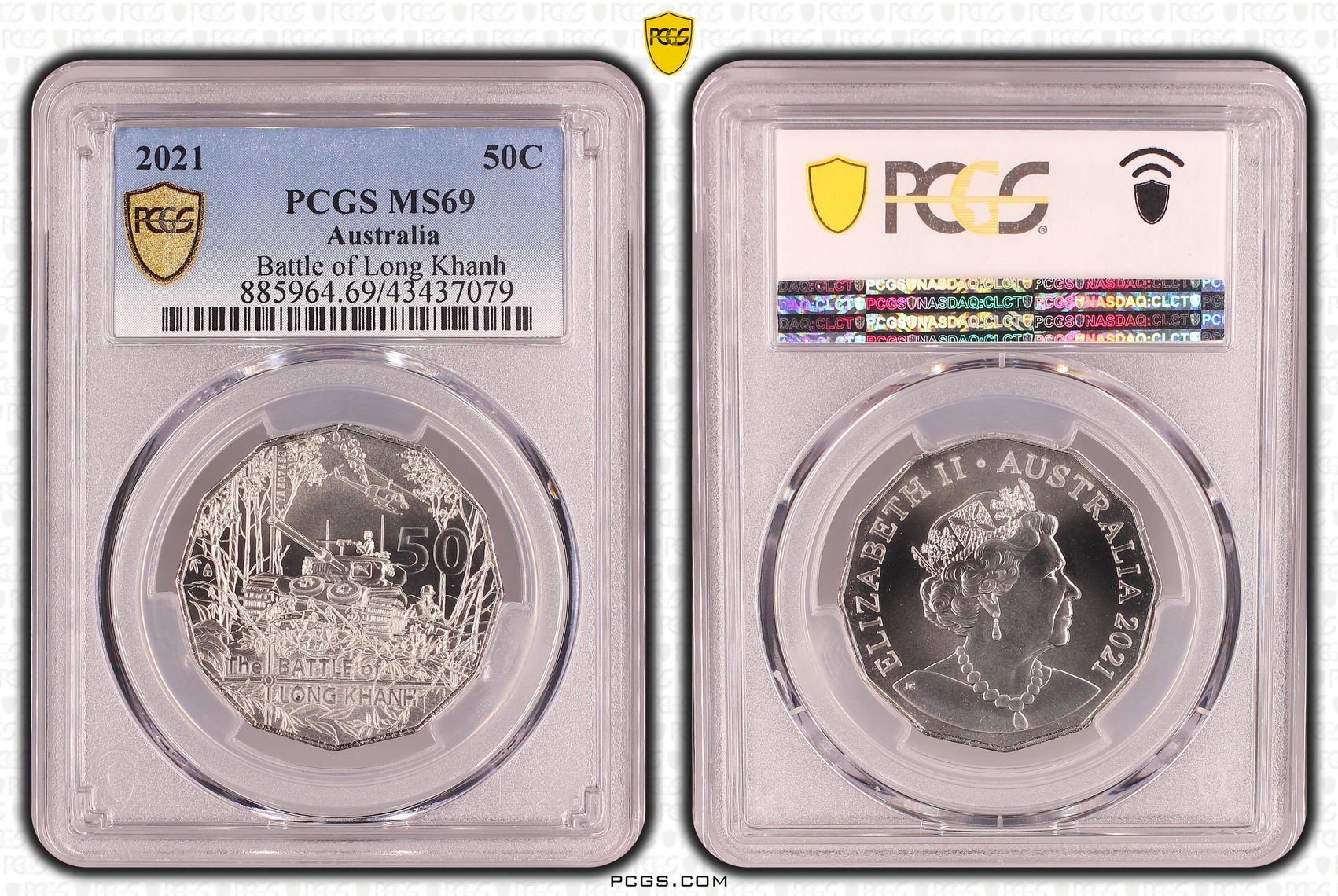 163 · 2021 Australia Fifty Cent, 50c Battle of Long Khanh PCGS - MS69 -079