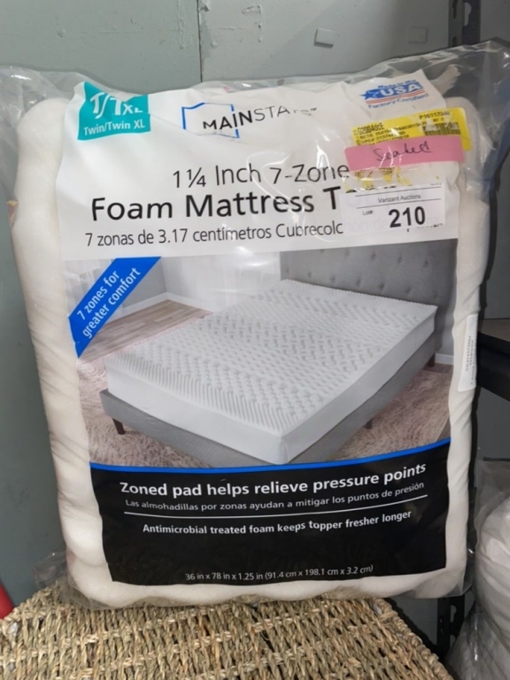 Mainstays 1.25 7-Zone Foam Mattress Topper, Twin/Twin-XL
