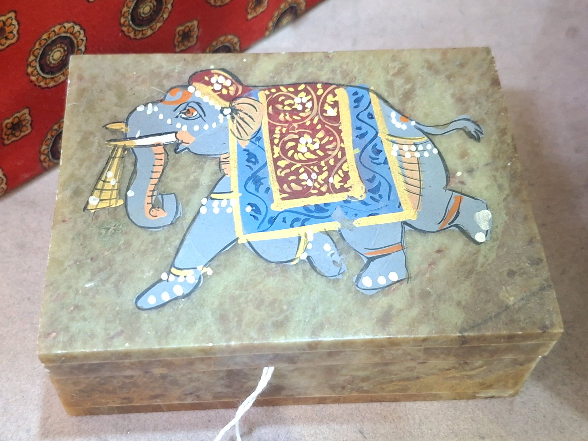 Stone Elephant Trinket Box