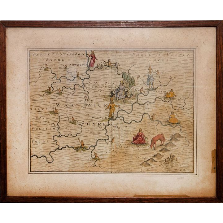 Great Britain, Map of Warwickshire and Parts of Staffordshire, Worcestershire and Leicestershire, Michael Drayton & W. Hole, c.1630s,