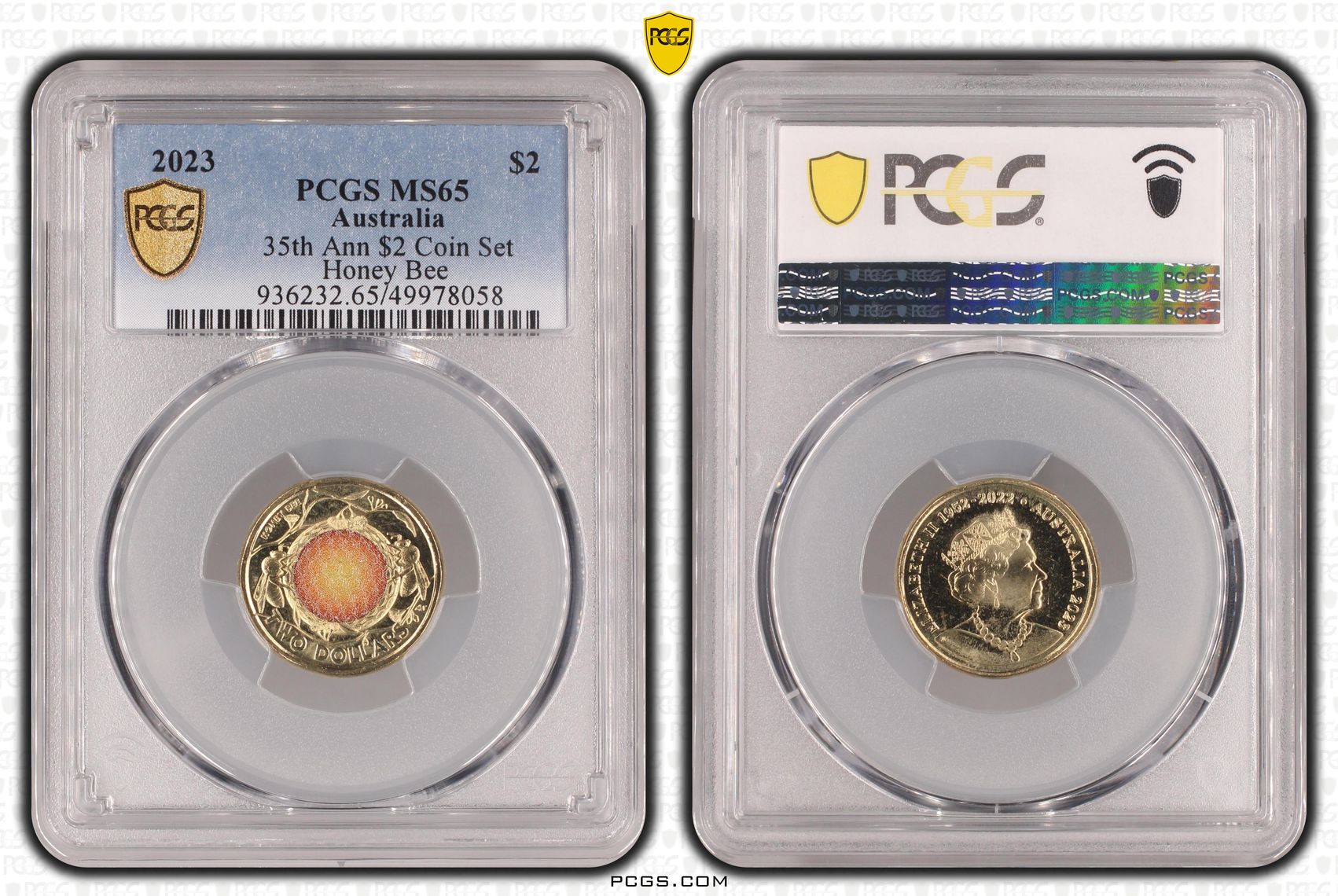 35th Ann $2 Coin Set Colorized Honey Bee , Two Dollar, 2023, PCGS MS65