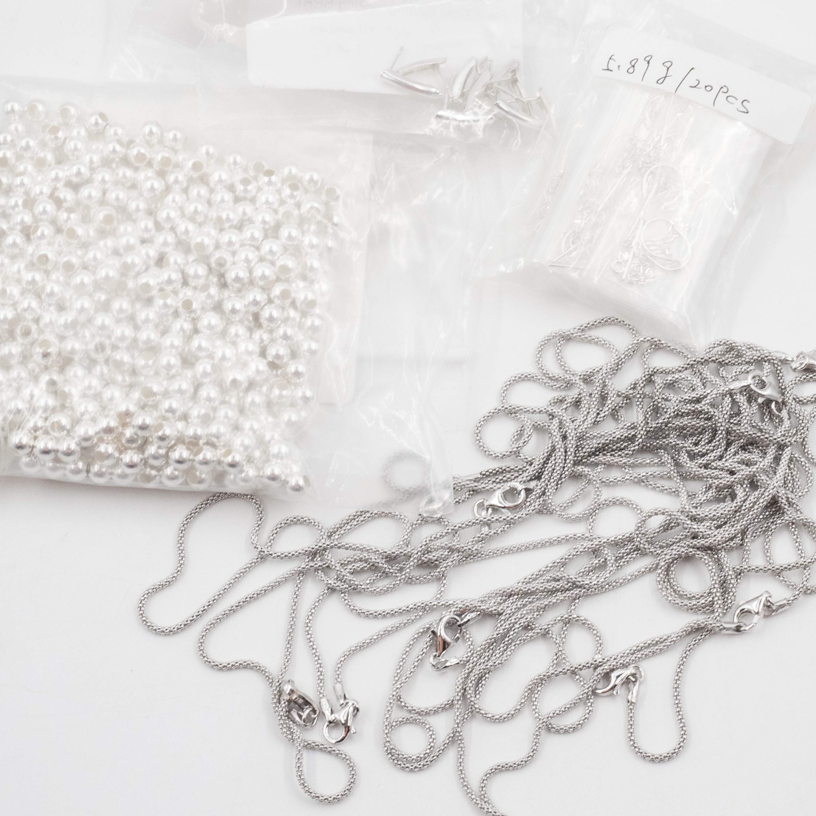 310 · Mix Lot of Silver Beads, Chains & Findings