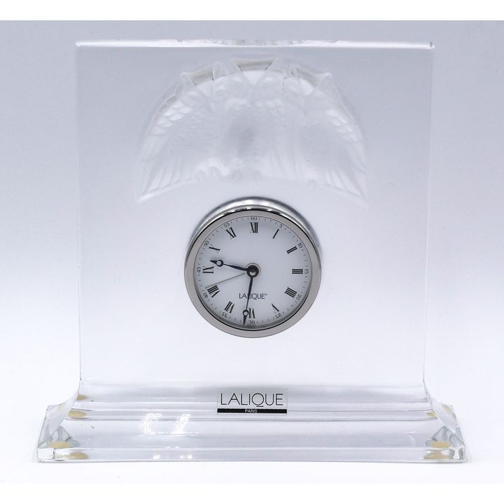 Lalique ''Hibou'' Crystal Glass Clock 7.25''