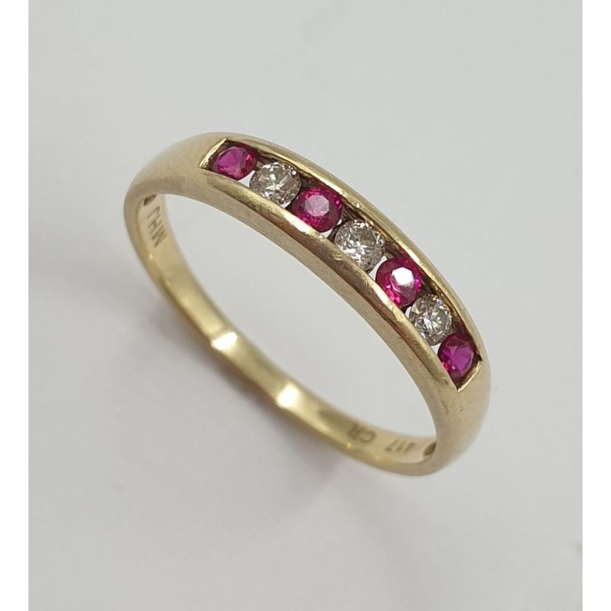 10ct Y/G Ruby & Diamond Ring