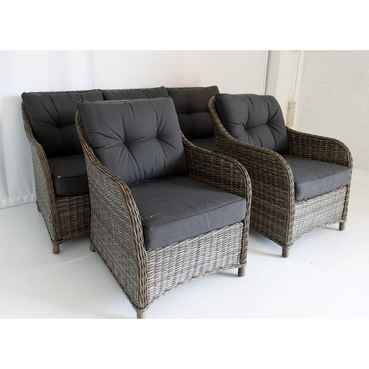 ALL WEATHER SOFA AND PAIR OF ARMCHAIRS