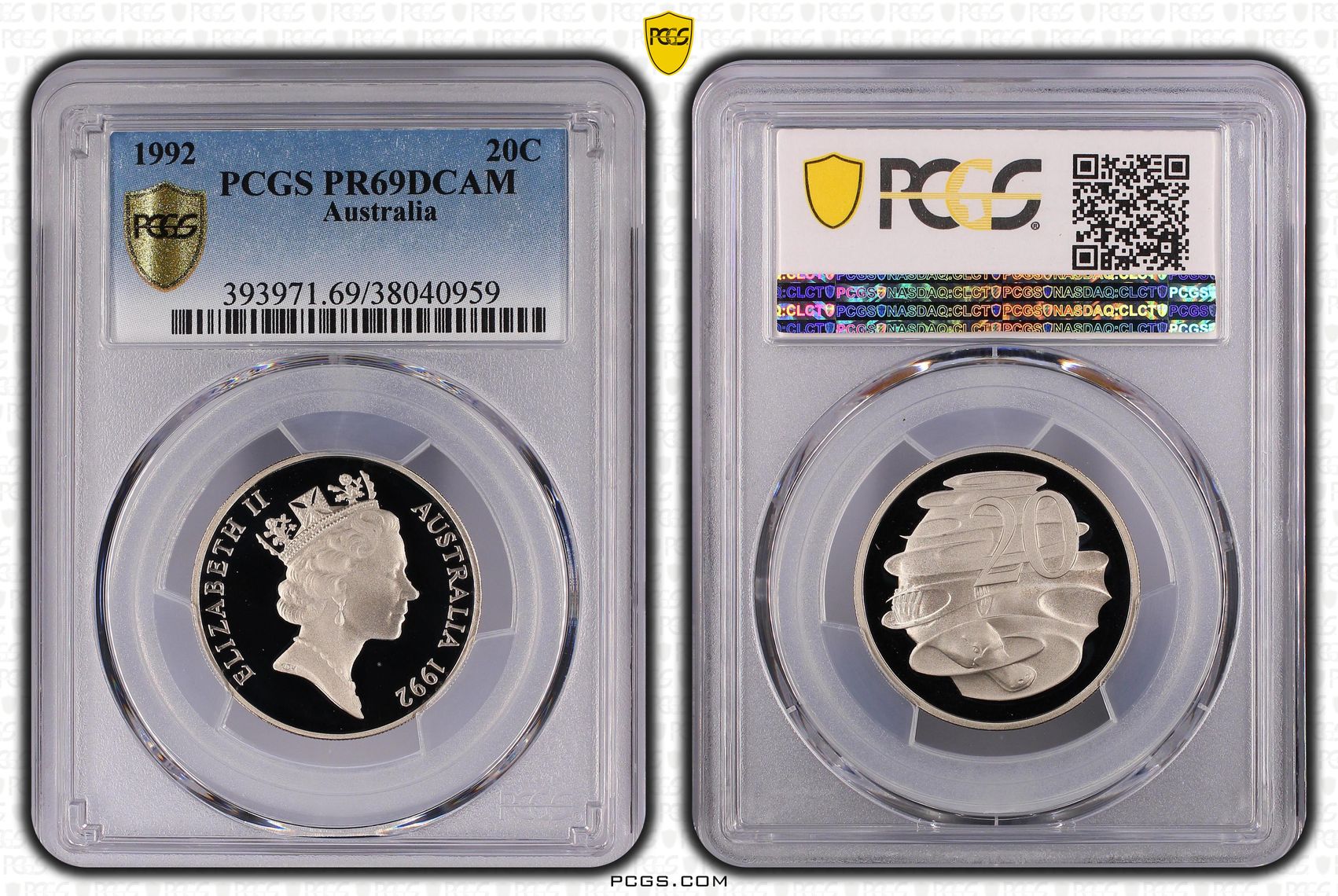 , Twenty Cent, 1992, PCGS PR69DCAM