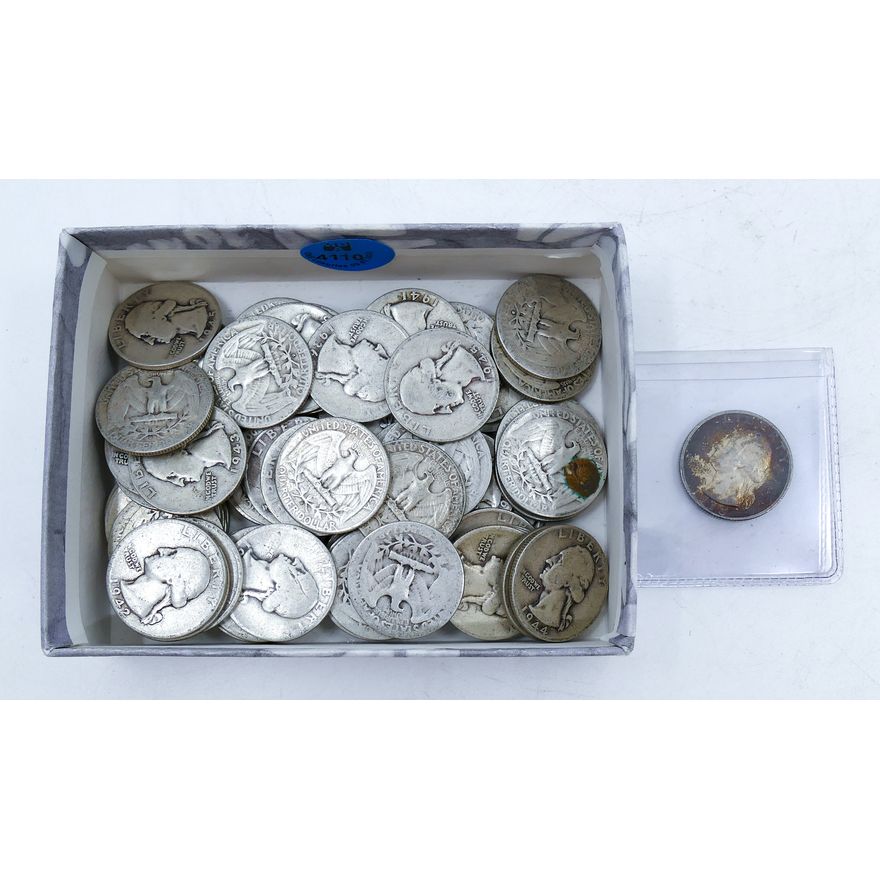 Box 79pc US Washington Silver Quarters 1930's/40's