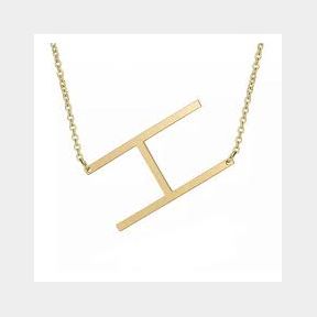 SilverCity Minimalist Large Personalised Alphabet Initial Letter Necklace - Gold - H -- 51454/3902 (B5 S5) C