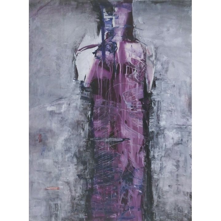 Drake Deknatel ''Couple'' (Abstract) 1989 Oil on Paper Framed 35''x26.5''