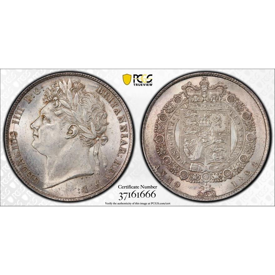 United Kingdom George IV 1824 Silver Halfcrown Second Issue PCGS MS62 ...