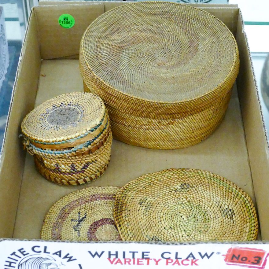 Box 4pc Old NW Coast Makah Indian Baskets