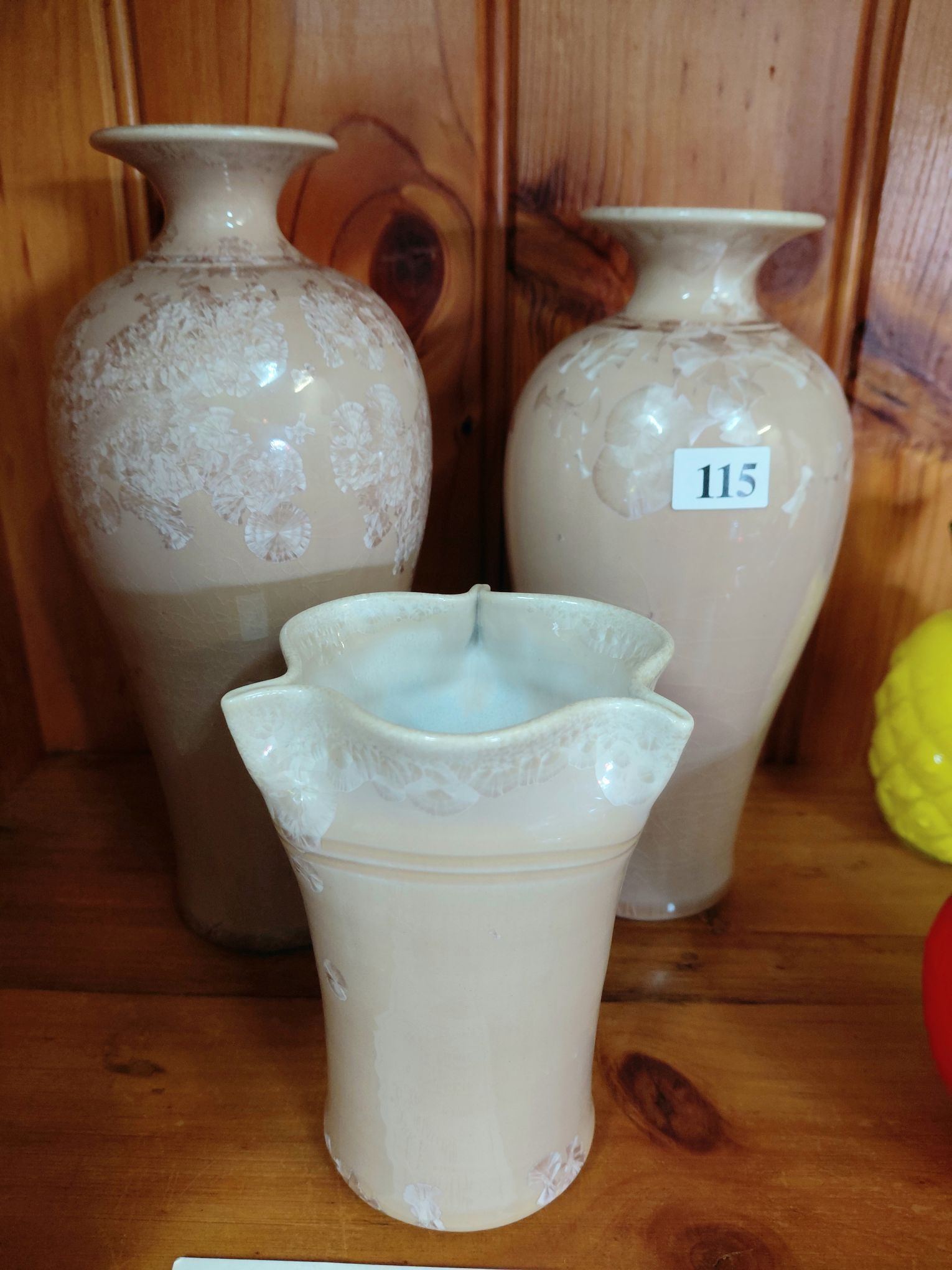 Three Mark Knight Crystaline Vases