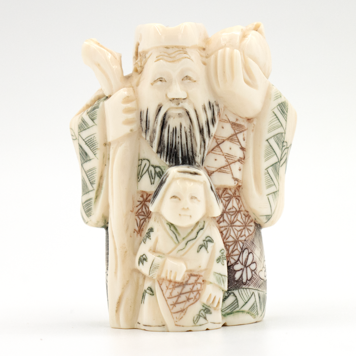 Netsuke sabio de la longevidad en marfil