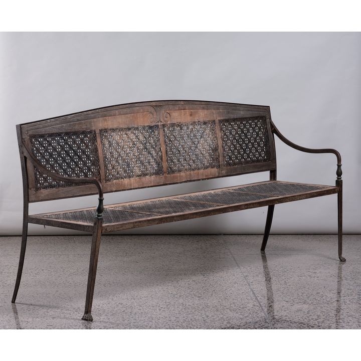 Indian Regency period cast iron Greek revival four-seat bench