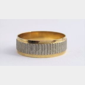 WHITE + YELLOW GOLD FLAT RIB WEDDING RING - 51543/83