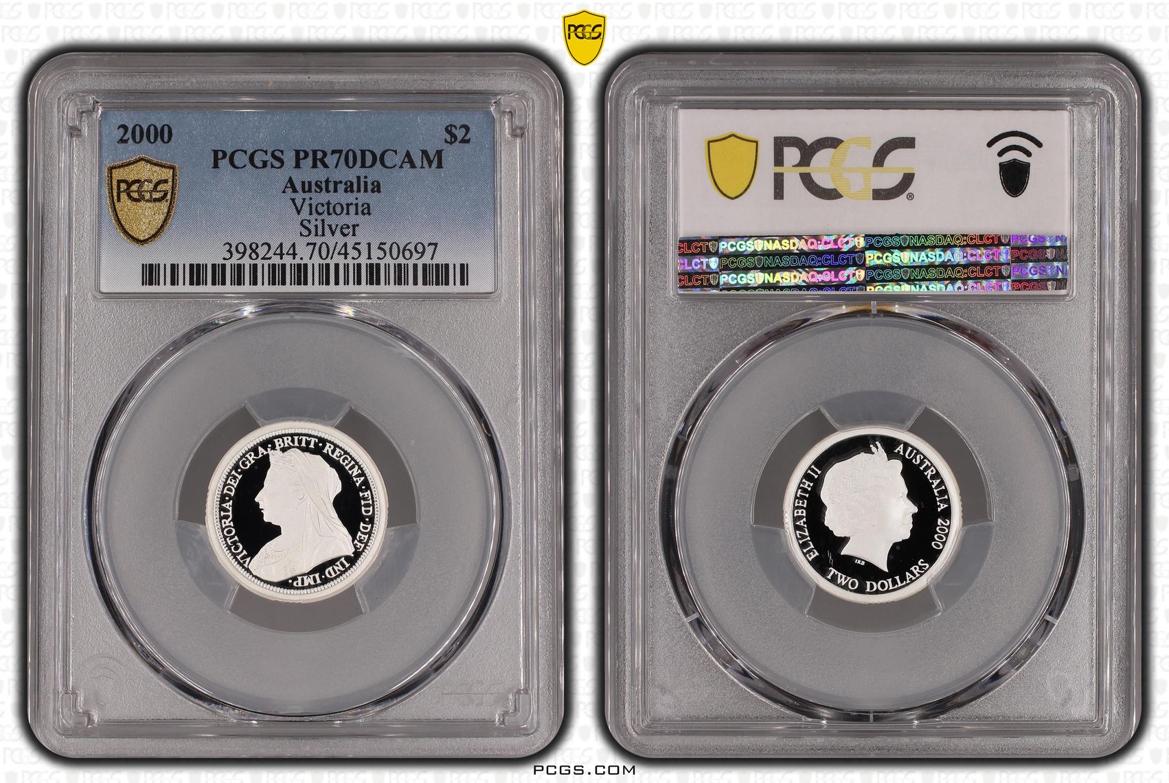 2000 Australia Two Dollar, $2 Silver Proof Victoria PCGS - PR70DCAM POP 32/0 -697