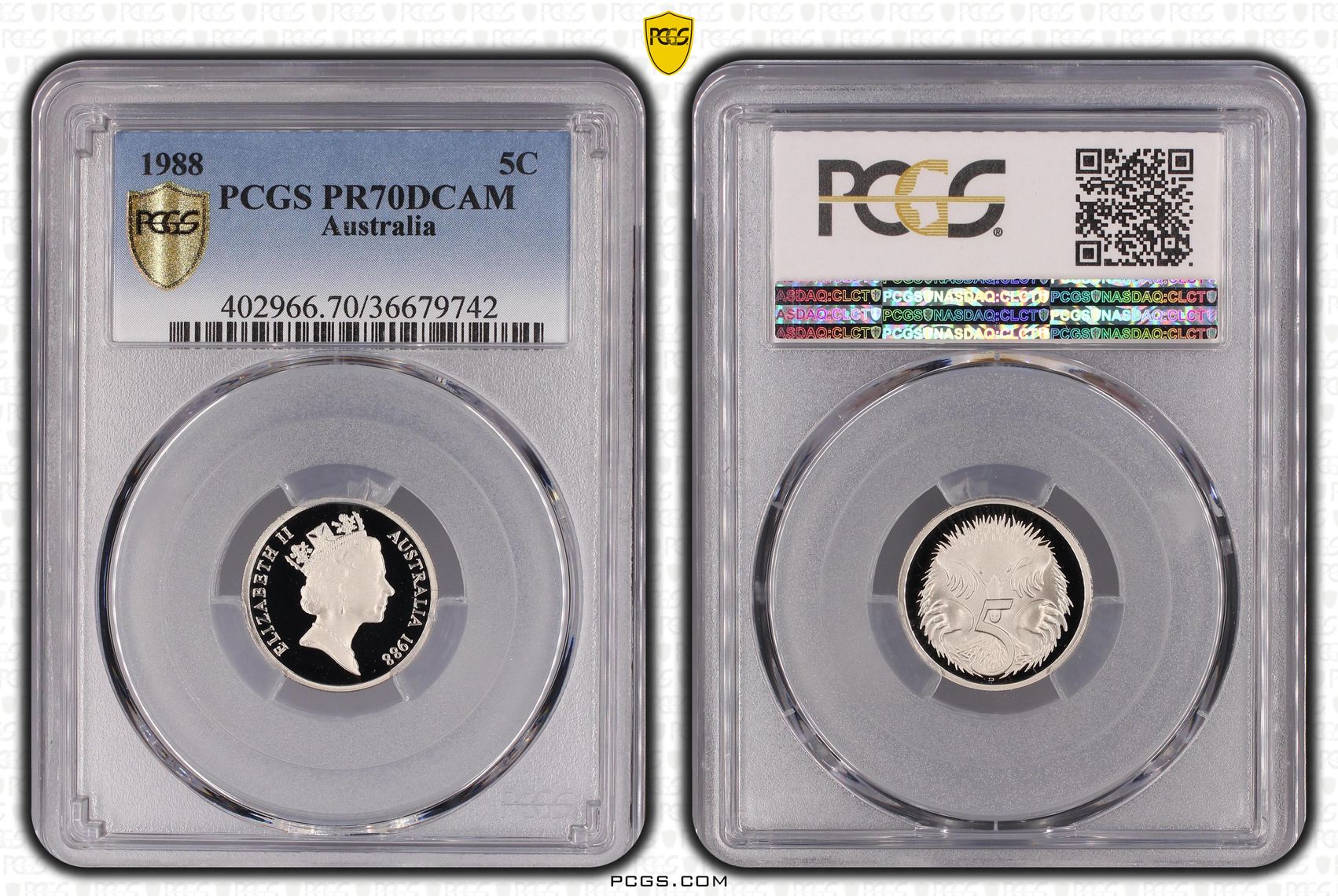 Pop 19/0, Five Cent, 1988, Pcgs Pr70dcam