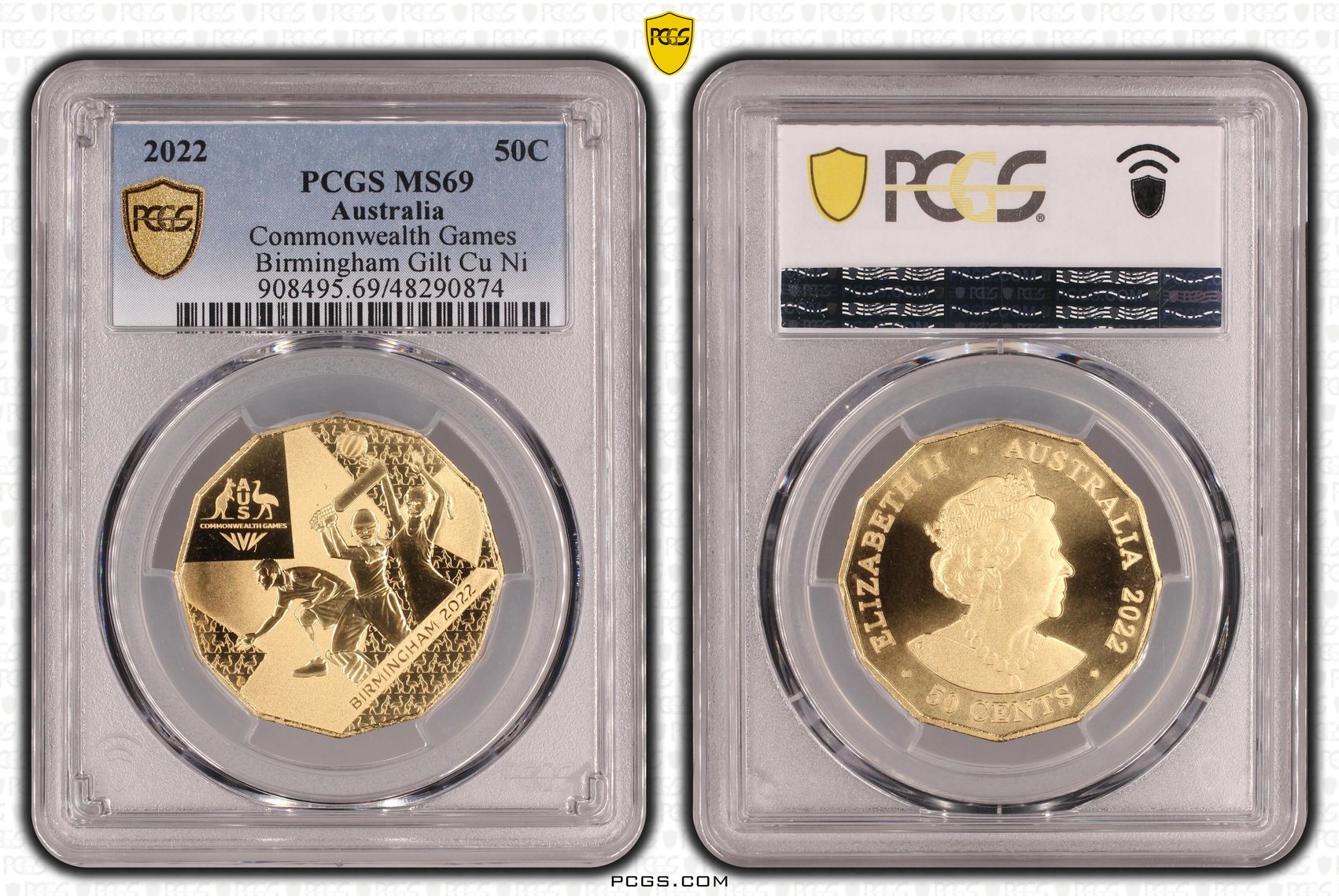 Commonwealth Games Birmingham Gilt-CuNi, Fifty Cent, 2022, PCGS MS69