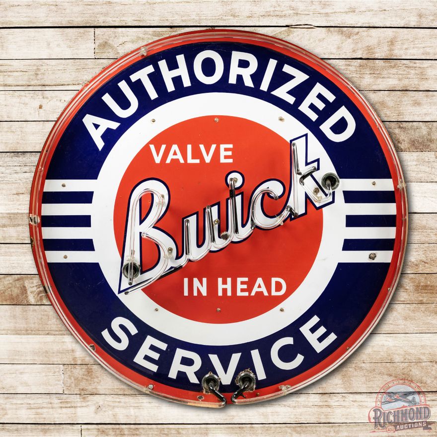 42" Buick Valve in Head Authorized Service Porcelain Neon Sign