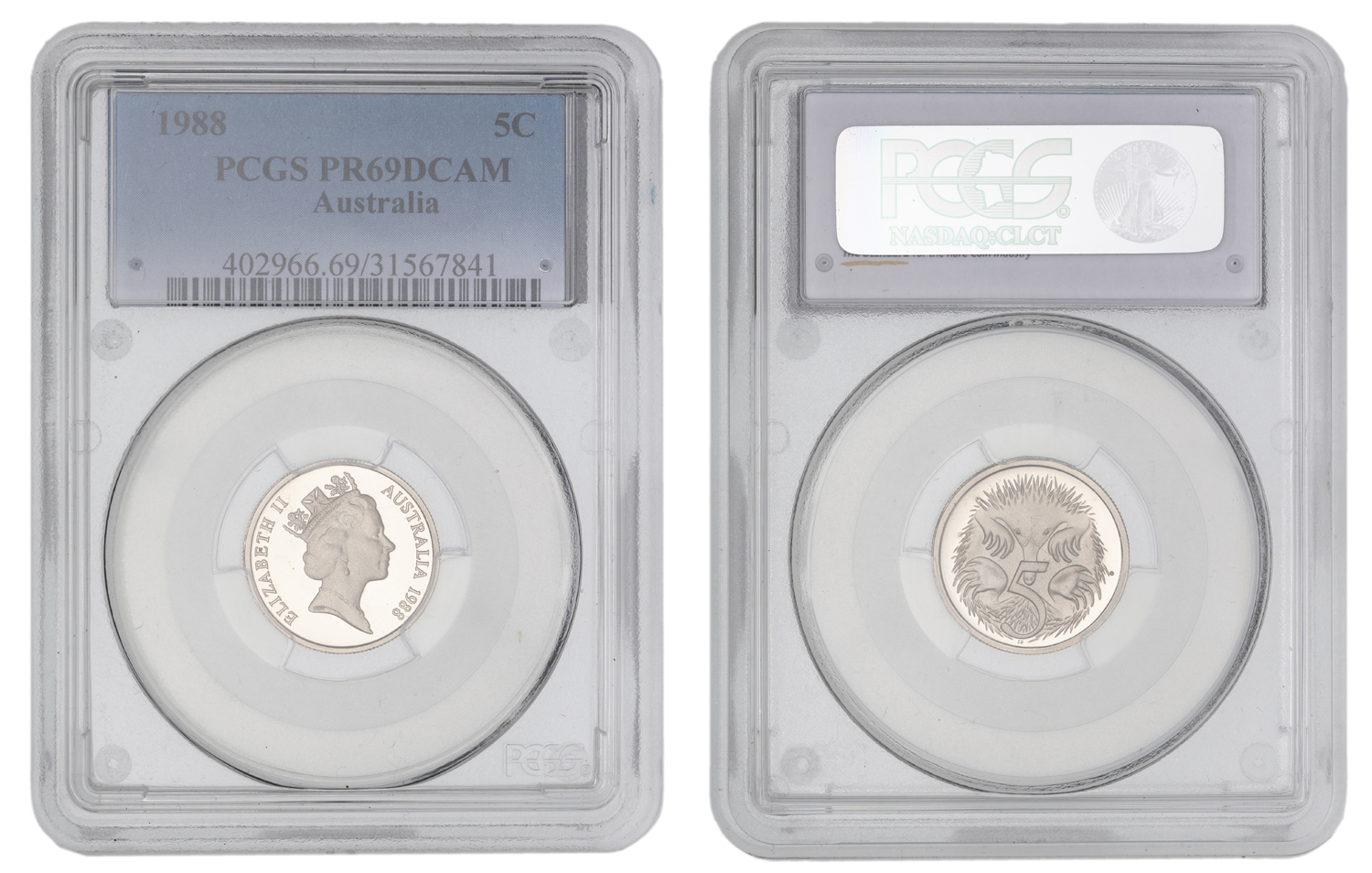 Elizabeth II, Five Cent, 1988, PCGS PR69DCAM