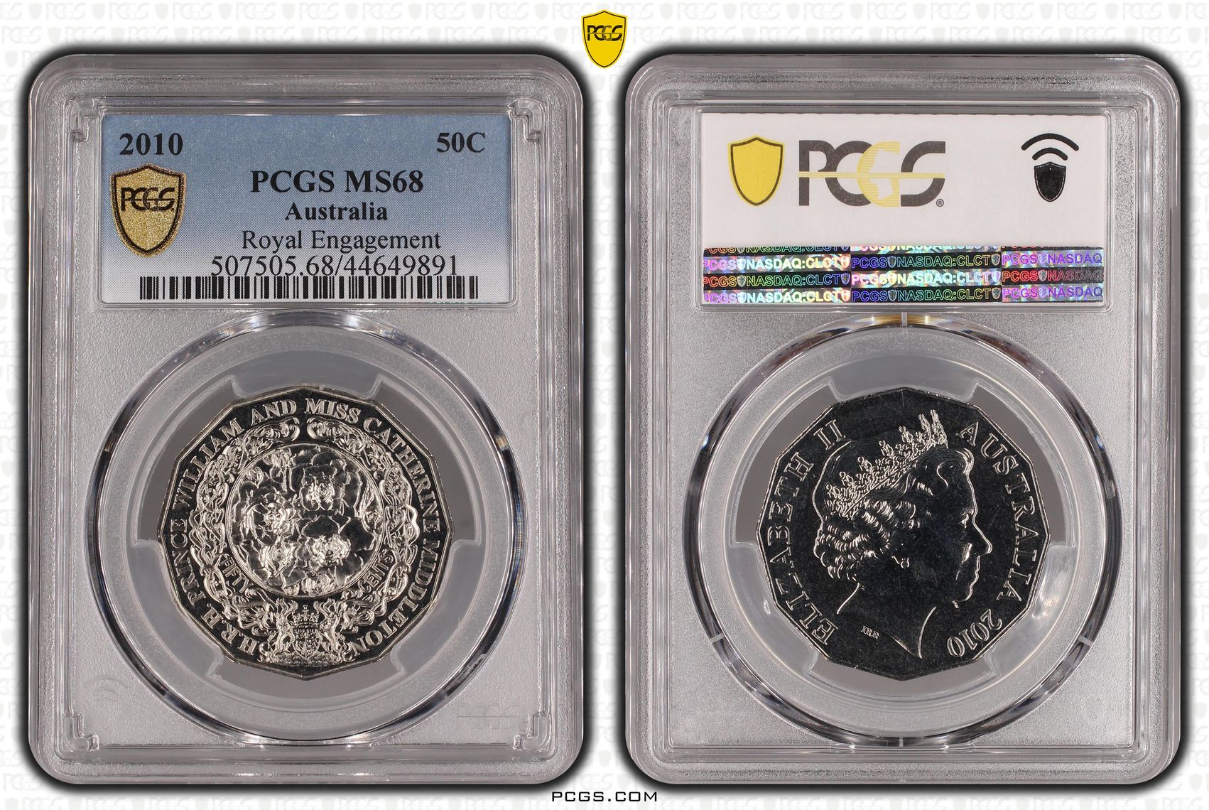 97 · 2010 Australia Fifty Cent, 50c Royal Engagement PCGS - MS68 -891