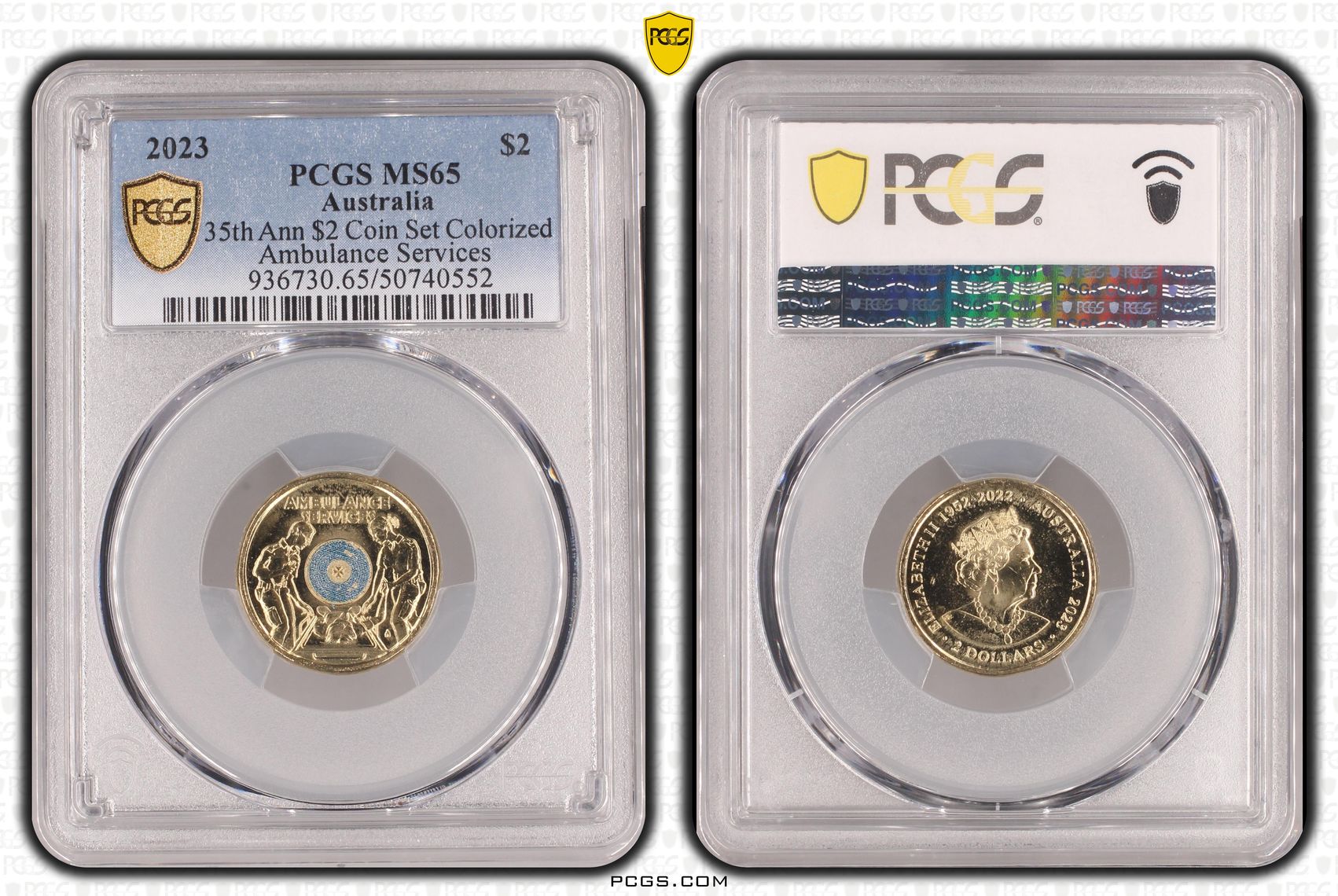 35th Ann $2 Coin Set Colorized - Ambulance Services , Two Dollar, 2023, PCGS MS65
