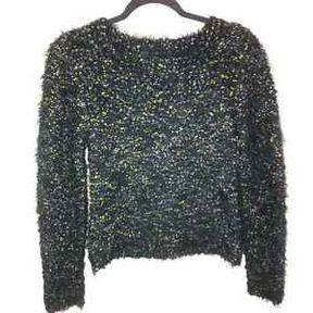 WILD FABLE SWEATER WOMEN’S PULLOVER GREEN MULTICOLOR FUZZY SOFT STRETCHY
