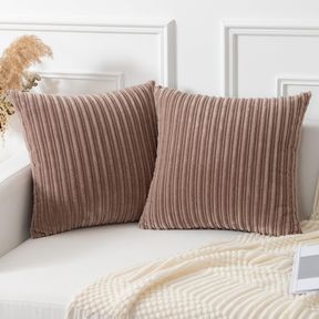 KEVIN TEXTILE THROW PILLOW COVERS SOFT CORDUROY DECORATIVE SET OF 2 BOHO STRIPED PILLOW COVERS PILLOWCASES FARMHOUSE HOME DECOR FO