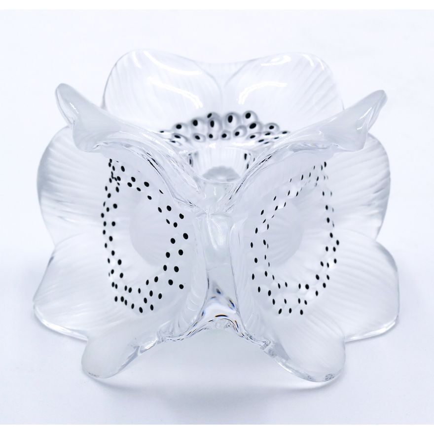 Lalique ''Anenomes'' Crystal Candle Holder 4.5''x3''