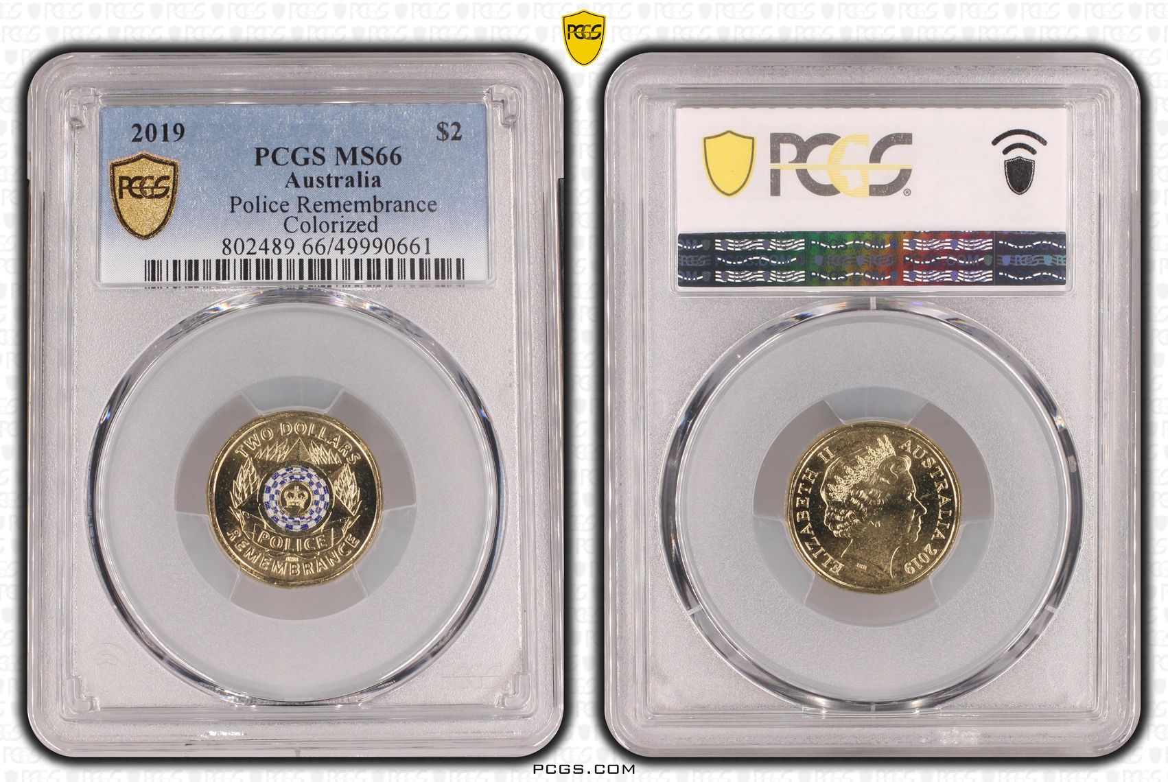 Police Remembrance Colourised, Two Dollar, 2019, PCGS MS66