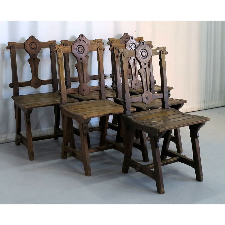 SET OF 6 OAK DINING CHAIRS