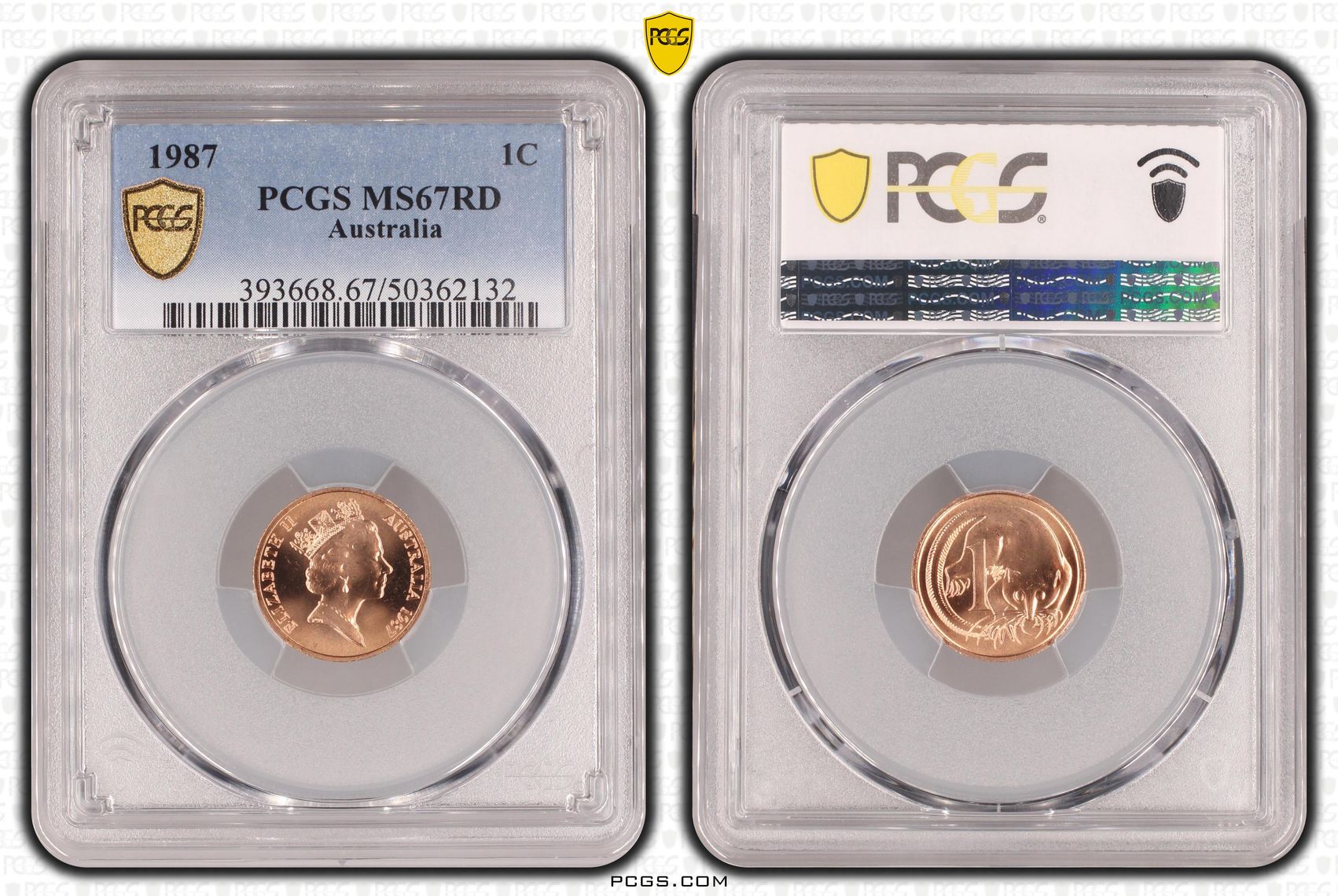 One Cent, 1987, PCGS MS67RD