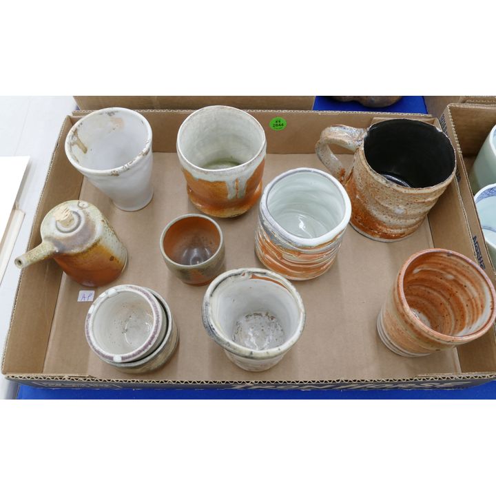 Box 10pc Shino Studio Pottery Teacups
