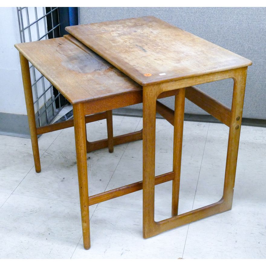 2pc Illums Bolighus Danish Teak Nesting Tables 20''x23''x13.5''