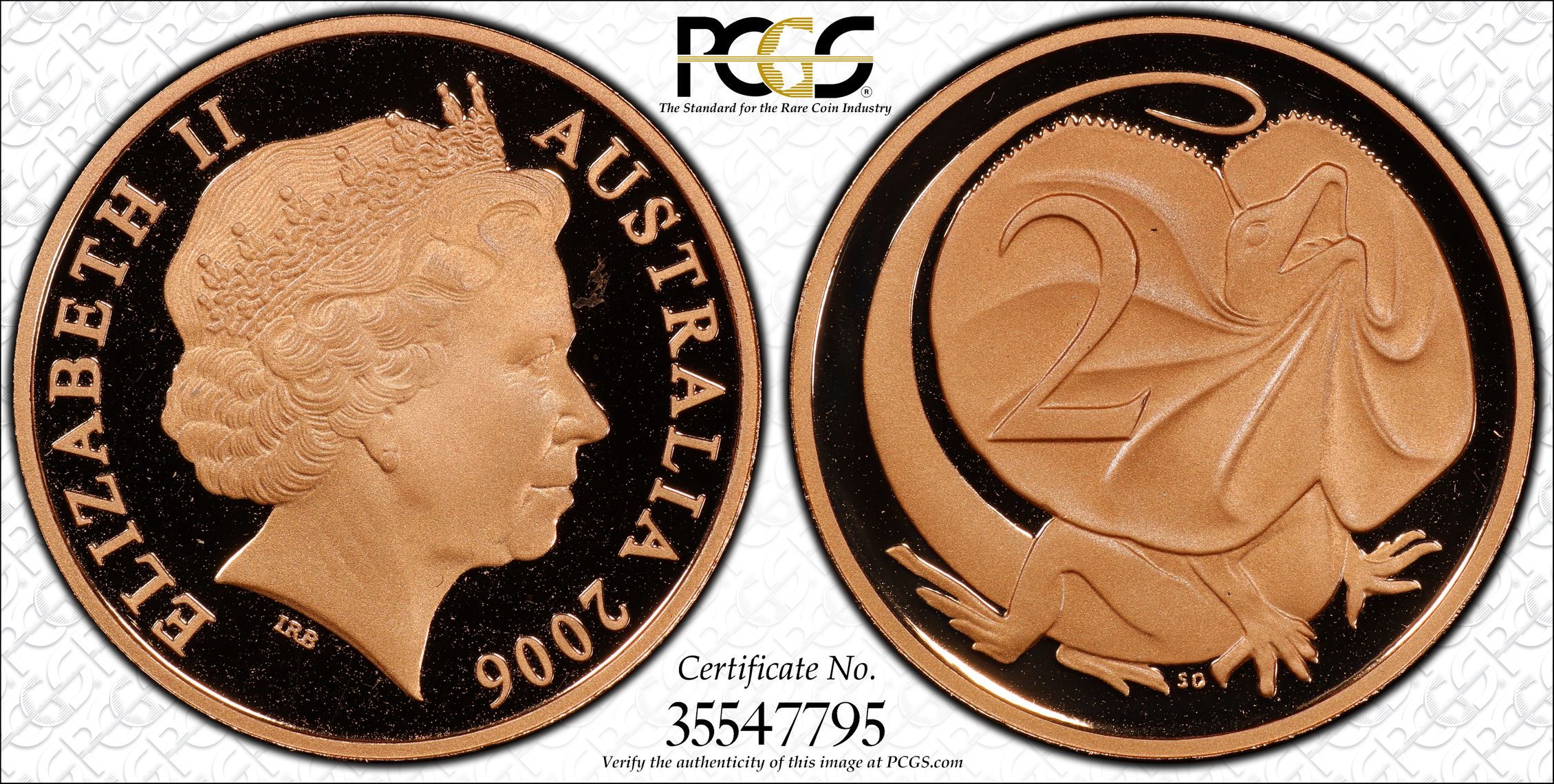 Elizabeth II, Two Cent, 2006, PCGS PR68DCAM