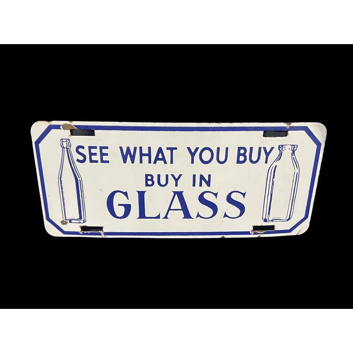 See What You Buy In Glass Milk Can Porcelain License Plate
