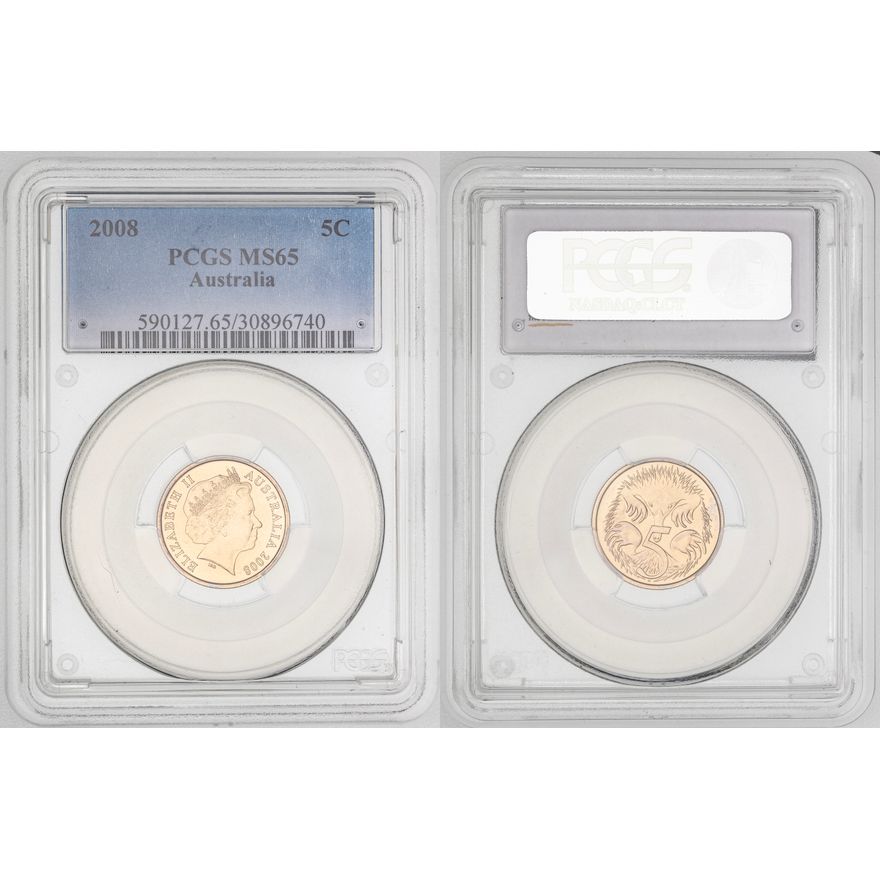Elizabeth II, Five Cent, 2008, PCGS MS65