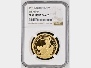 2012 ELIZABETH II BRITANNIA GOLD 1oz PROOF 100 POUND COIN NGC PF69 UCAM